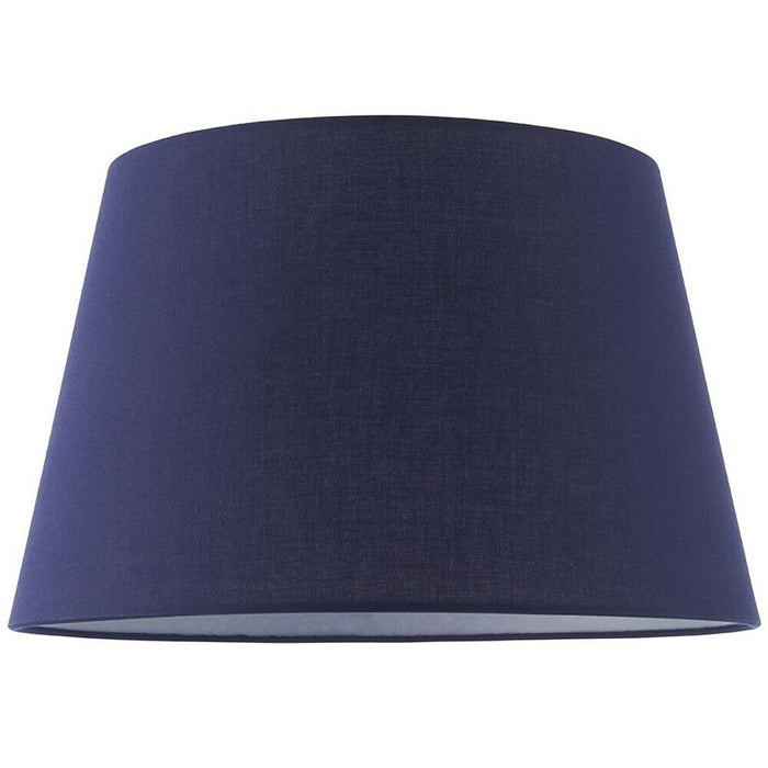 14" Round Tapered Lamp Shade Navy Blue Cotton Fabric Modern Simple Light Cover Loops