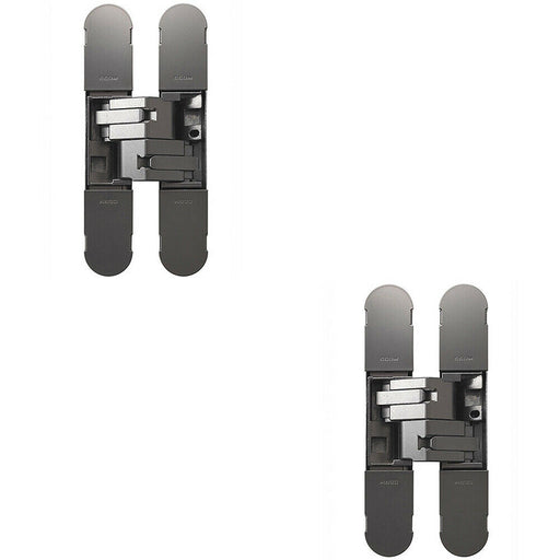 2x 134 x 24mm Concealed Medium Duty Hinge Fits Unrebated Doors Matt Nickel Loops