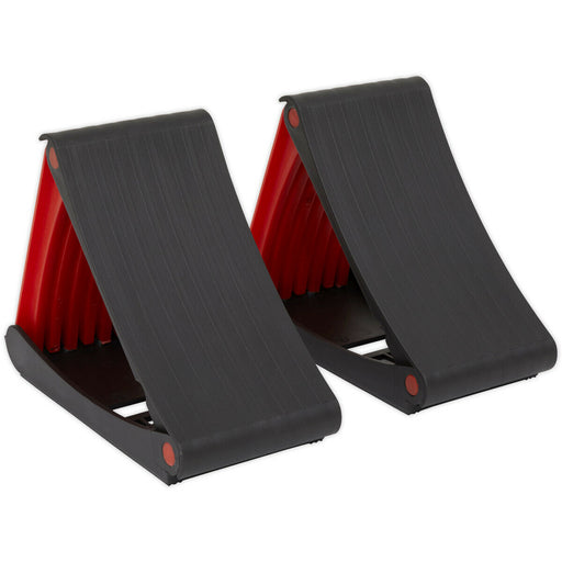 PAIR Folding Wheel Chocks - For Flat Surfaces Only - Prevents Vehicle Movement Loops