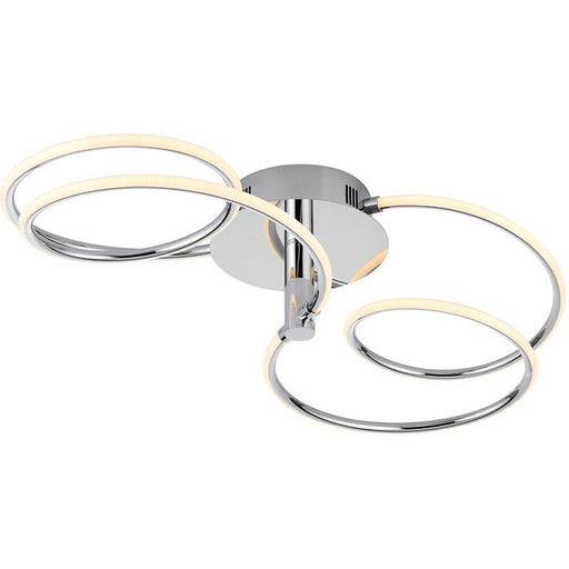 LED Semi Flush Ceiling Light 32W Warm White Chrome Infinity Hoop Strip Feature Loops