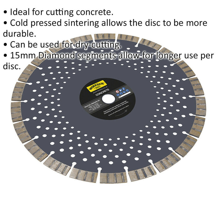 Dry Concrete Cutting Disc - 300mm Diameter - Cold Pressed - Diamond Segments Loops