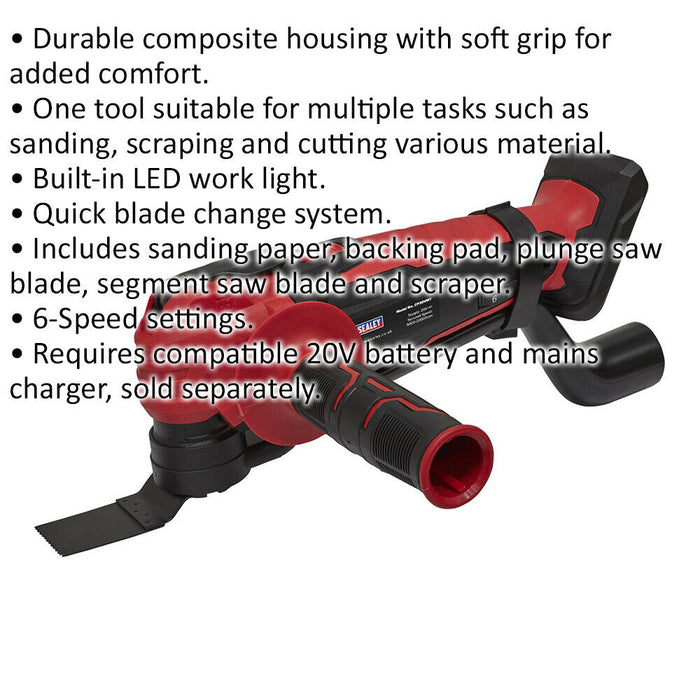 20V Cordless Oscillating Multi-Tool - BODY ONLY - Variable Speed - Multipurpose Loops