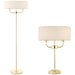 Standing Floor & Table Lamp Set Brass Crystal & Vintage White Shade Twin Light Loops