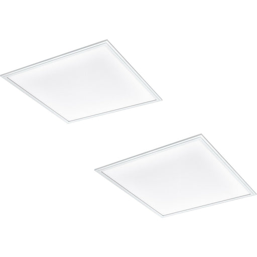 2 PACK Wall / Ceiling Light White Aluminium 595mm Square Panel 40W LED 4000K Loops