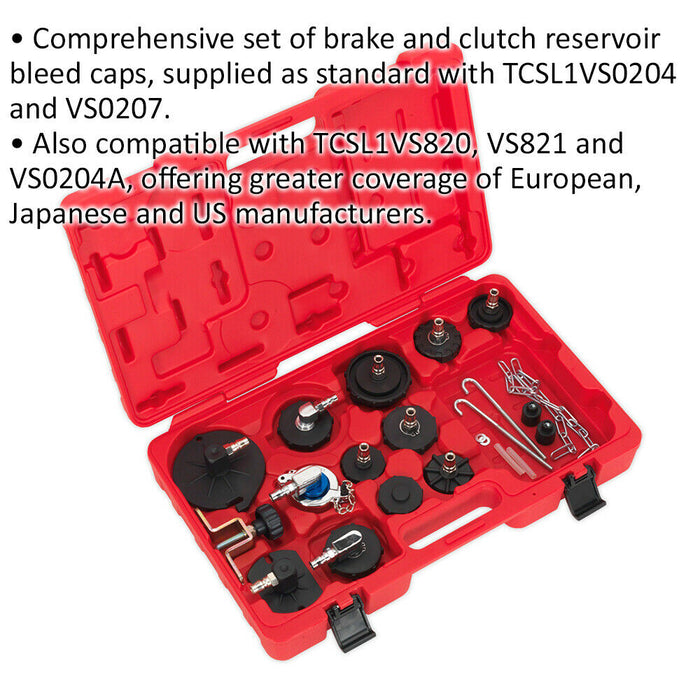 Brake & Clutch Bleeder Cap Set - Reservoir Bleed Caps - Brake Servicing Loops