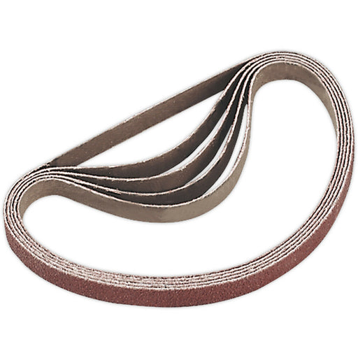 5 PACK - 10mm x 330mm Sanding Belts - 40 Grit Aluminium Oxide Slim Detail Loop Loops