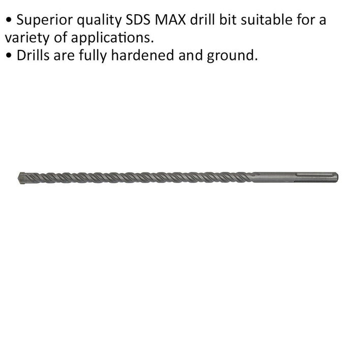 22 x 520mm SDS Max Drill Bit - Fully Hardened & Ground - Masonry Drilling Loops