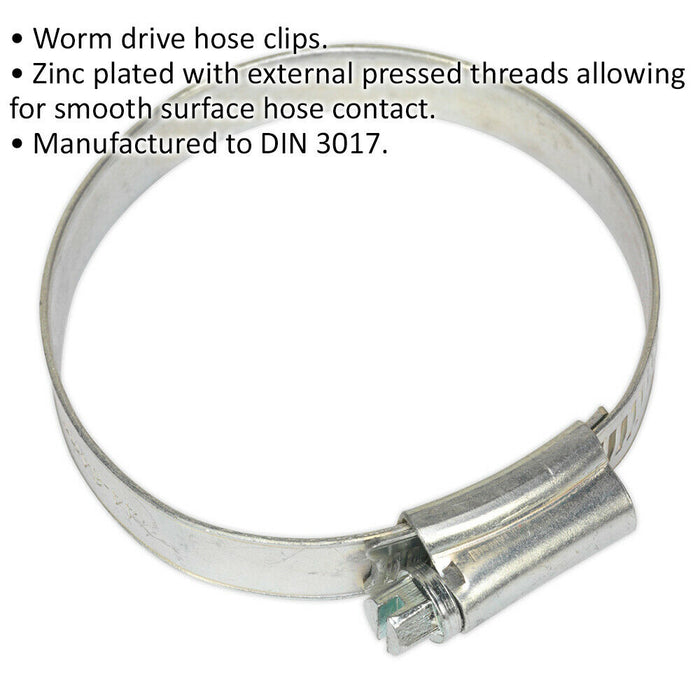 30 PACK Zinc Plated Hose Clip - 44 to 64mm Diameter - External Pressed Threads Loops