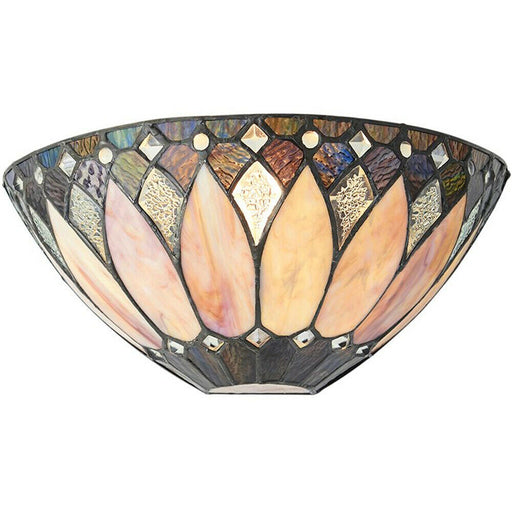 Tiffany Glass Wall Light Cream & Textured Deco Shade Interior Sconce i00241 Loops