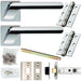 Door Handle & Latch Pack Chrome Modern Angled Slim Bar Screwless Square Rose Loops