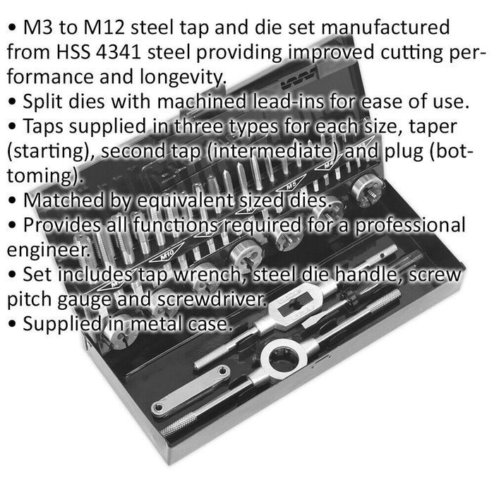 32pc PREMIUM Metric Tap & Split Die Set - M3 to M12 Bar & Socket Threading Tool Loops