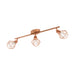 Flush 3 Spot Ceiling Light Copper Steel Shade White Satin Glass Bulb G9 3x3W Loops