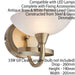 2 PACK Dimming LED Wall Light Brass & White Lined Glass Vintage Curved Lamp Loops