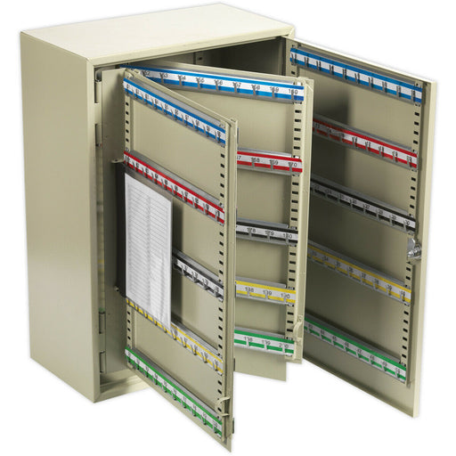 Wall Mounted Locking Key Cabinet Safe - 300 Key Capacity - 375 x 550 x 205mm Loops