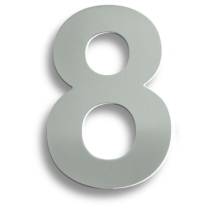 178mm Front Door Numerals '8' 150mm Fixing Centres Satin Stainless Steel Loops