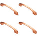 4x Curved Flat Faced Cupboard Pull Handle 160mm Fixing Centres Satin Copper Loops