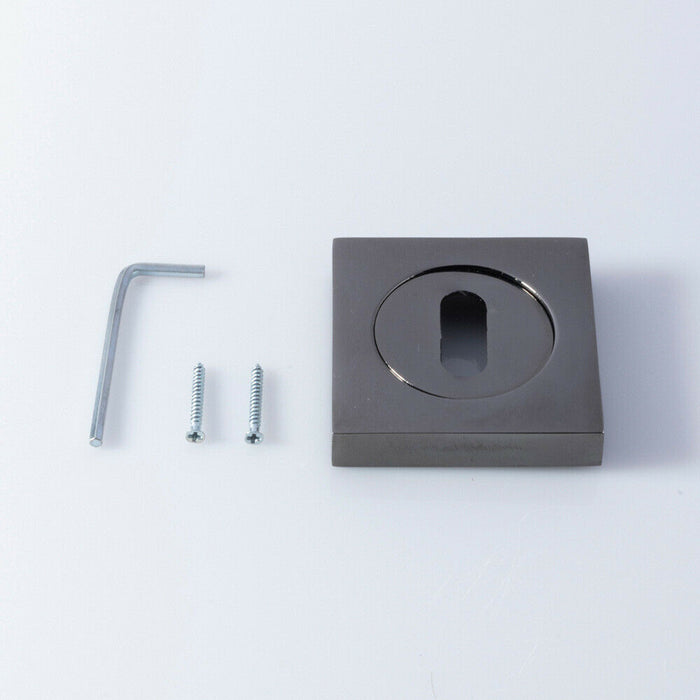 Square Lock Profile Escutcheon 51 x 51mm Concealed Fix Black Nickel Loops