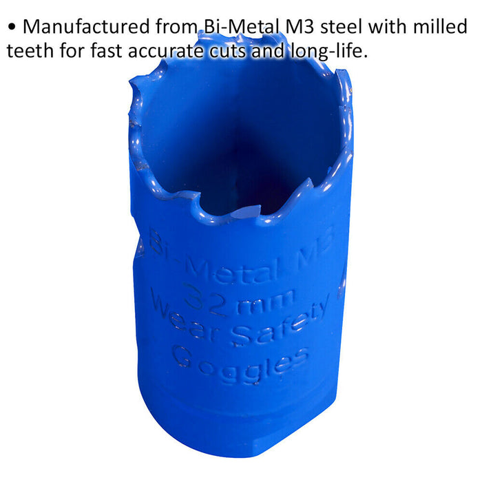 32mm HSS Hole Saw Blade - Milled Teeth - Bi-Metal M3 Steel Long Lasting Drill Loops