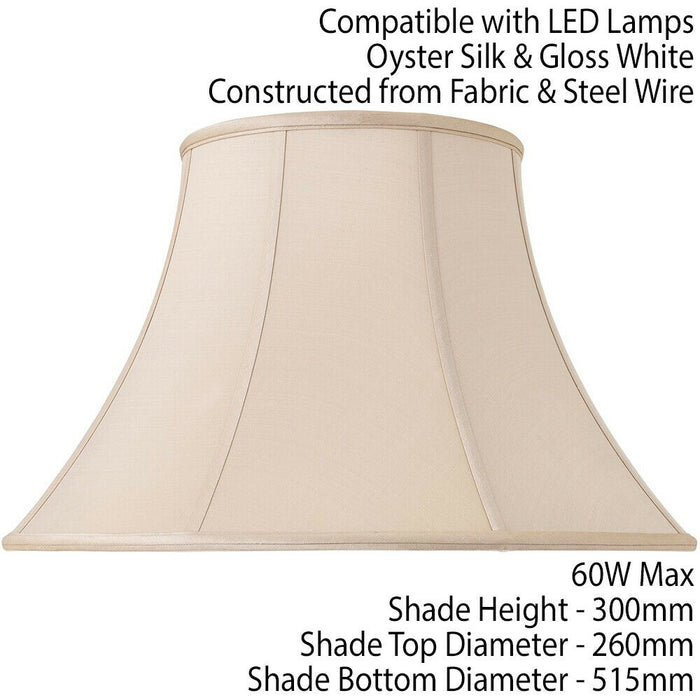 20" Inch Luxury Bowed Tapered Lamp Shade Traditional Oyster Silk Fabric & White Loops