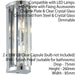 2 PACK IP44 Bathroom Wall Light Chrome & Crystal Round Glass Modern Jewel Lamp Loops