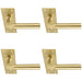 4x PAIR Round Bar Handle on Slim Lock Backplate 150 x 50mm Satin Brass Loops