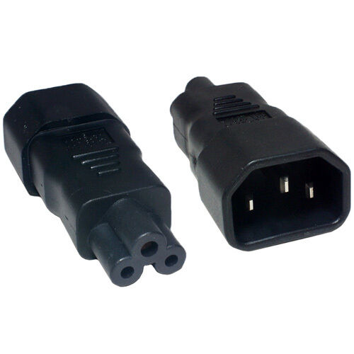 IEC Male Kettle (C14) to Clover Leaf Female (C5) Power Adapter 10A Plug Socket Loops