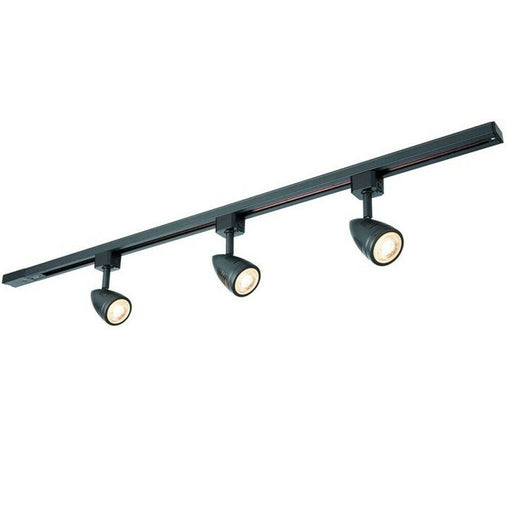 1m Adjustable Ceiling Track Spotlight Kit Matt Black 3x GU10 Downlight Rail Loops