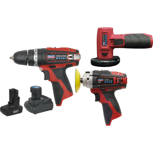3x Cordless Power Tool Bundle & 2x Batteries Hammer Drill Polisher Angle Grinder Loops