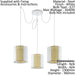 Hanging Ceiling Pendant Light White Seagrass 3x 40W E27 Adjustable Feature Lamp Loops
