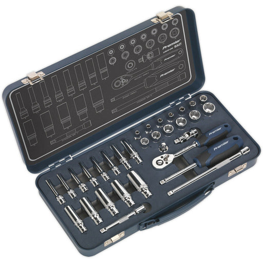 32 PACK Socket Set 1/4" Metric Square Drive - 6 Point LOCK-ON Rounded Heads Loops