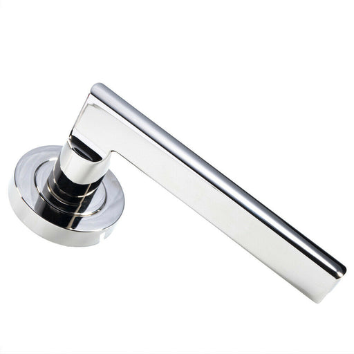 PAIR Straight Plinth Mounted Lever on Round Rose Concealed Fix Polished Nickel Loops