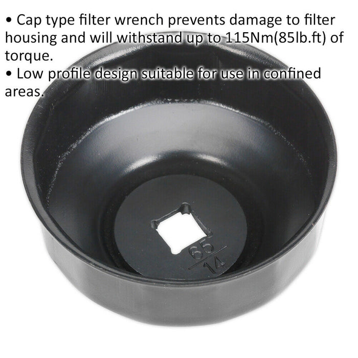 65mm Oil Filter Cap Wrench - 14 Flutes - 3/8" Sq Drive - Low Profile Design Loops