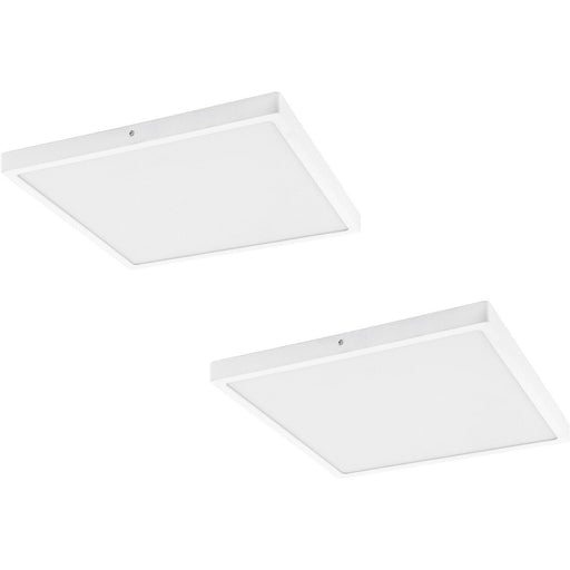 2 PACK Wall / Ceiling Light White 400mm Square Surface Mounted 25W LED 4000K Loops