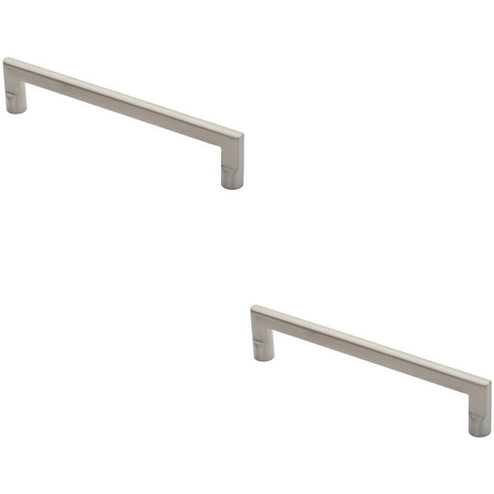 2x Flat D Bar Door Pull Handle 315 x 15mm 300mm Fixing Centres Satin Steel Loops