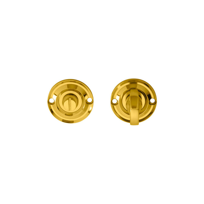 Small Bathroom Thumbturn Lock And Release Handle 67mm Spindle Polished Brass Loops