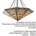 Tiffany Glass Hanging Ceiling Pendant Light Large Bronze Feature Shade i00103 Loops