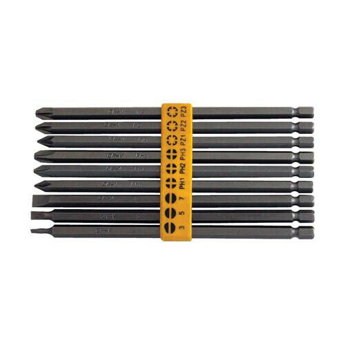 9 Piece 150mm Extra Long Power Bit Set Phillips Philips Slotted PZD Loops