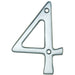 Satin Chrome Door Number 4 - 75mm Height 4mm Depth House Numeral Plaque Loops