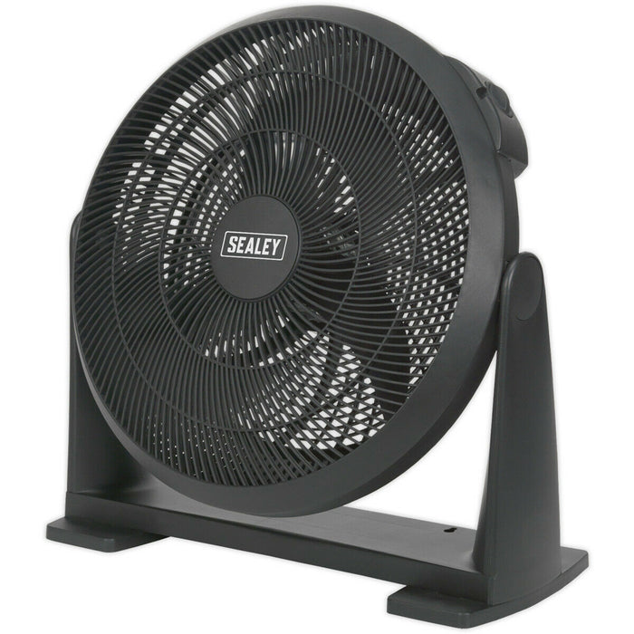 16 Inch Composite Desk or Floor Standing Fan - 3 Speed Settings - 3-Pin UK Plug Loops