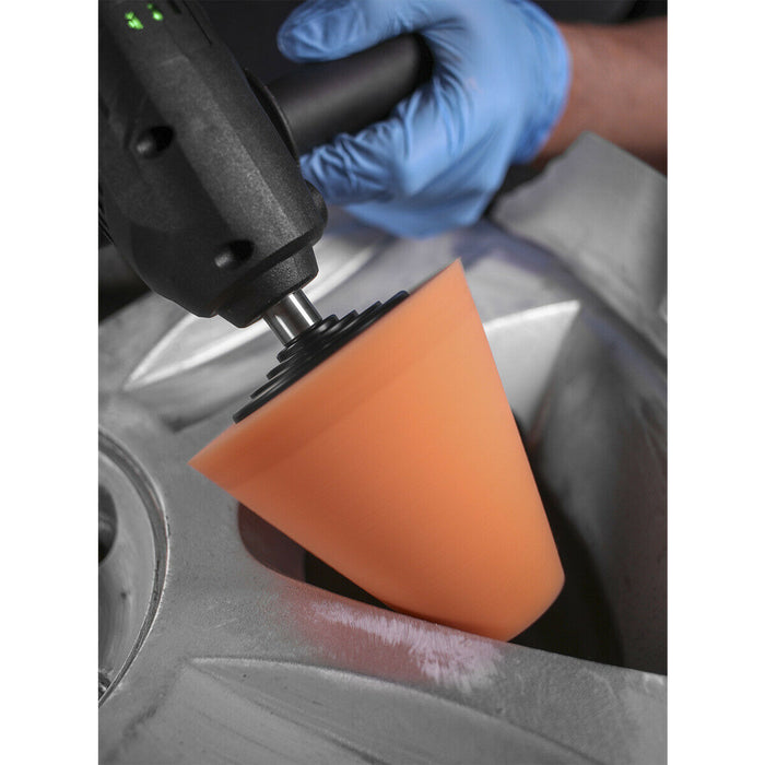 Buffing & Polishing Foam Cone - 35 to 84 x 82mm - 1/4" UNC Thread - Firm Loops