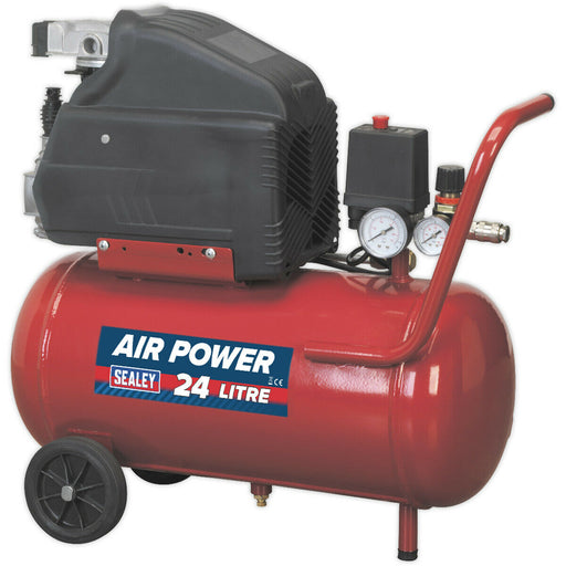 24 Litre Direct Drive Air Compressor - 1.5hp Motor - Automatic Pressure Cut-Out Loops