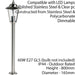 Outdoor Post Lantern Light Polished Steel Garden Gate Wall Path Porch Lamp LED Loops