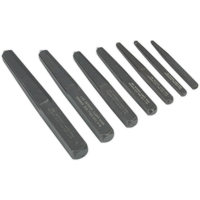7 Piece Square Type Screw Extractor Set - Heat Treated Steel - Screw Removal Loops