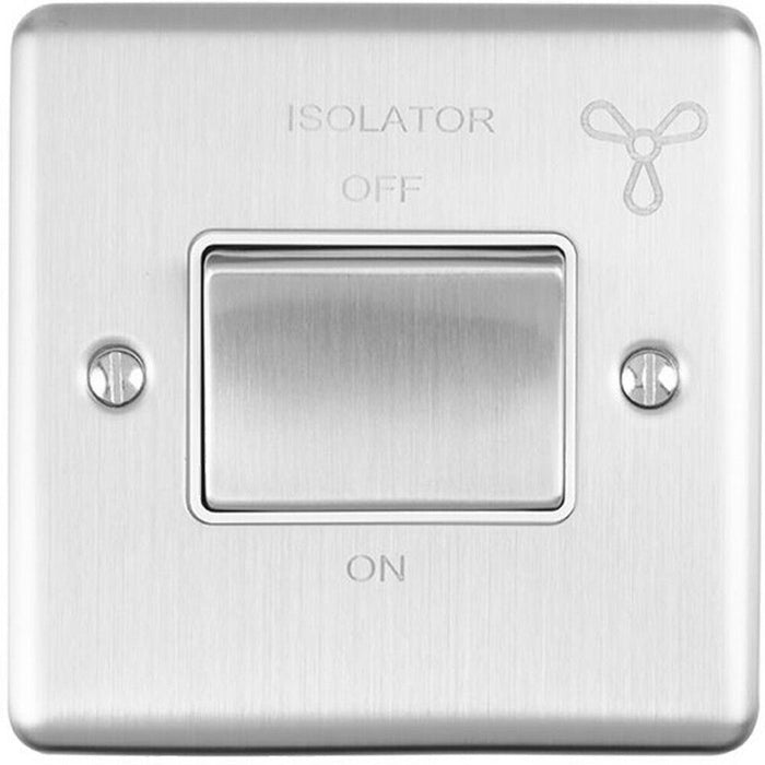 2 PACK 6A Extractor Fan Isolator Switch SATIN STEEL & White Trim 3 Pole Shower Loops