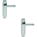 2x PAIR Line Detailed Handle on Latch Backplate 205 x 45mm Polished Chrome Loops