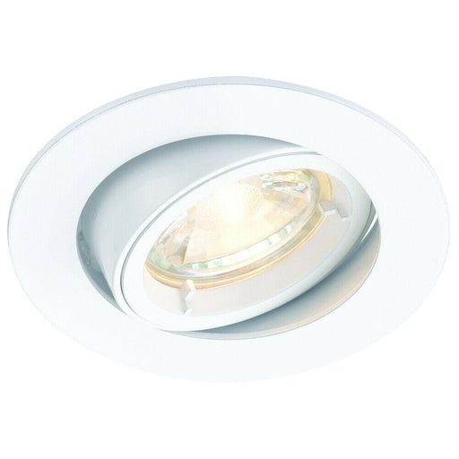 TILTING Round Recess Ceiling Down Light White 95mm Flush GU10 Lamp Fitting Loops