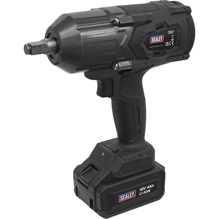 Cordless Impact Wrench - 1/2 Inch Sq Drive - 18V 4Ah Lithium-ion Battery Loops