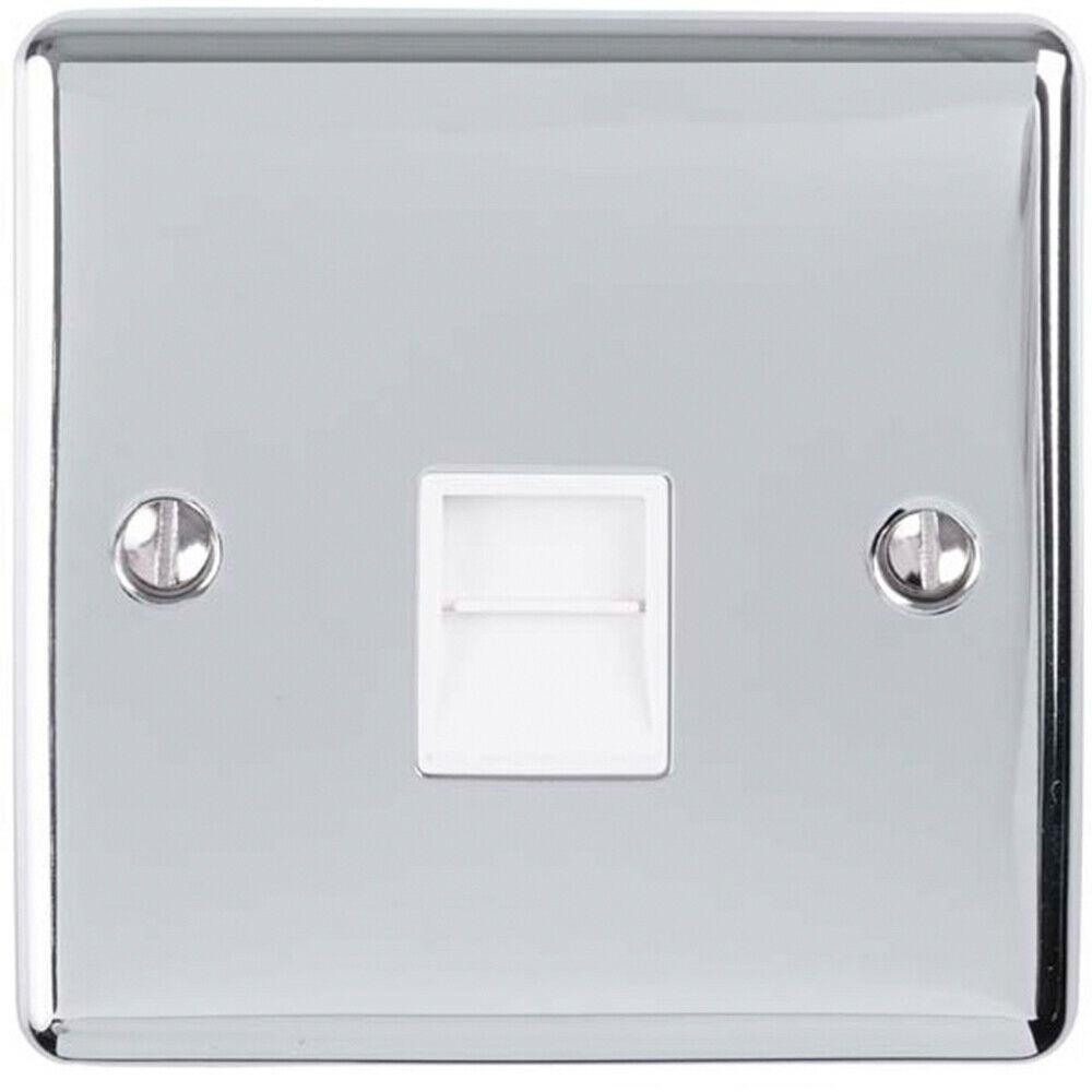 Primary Socket BT Master Single Telephone Socket CHROME & White PSTN Line Wall Face P ...