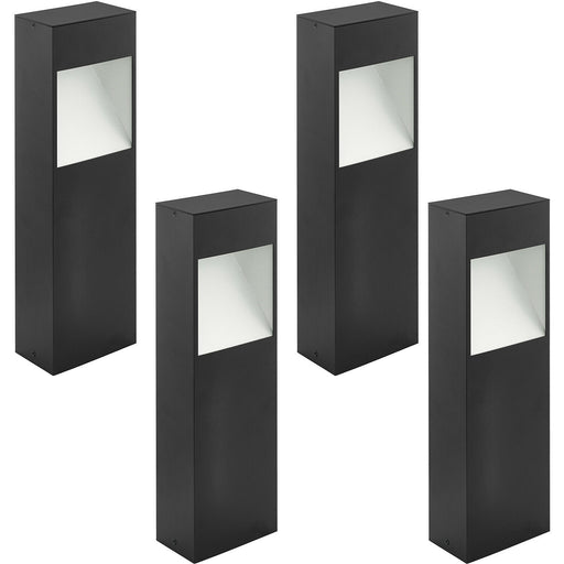4 PACK IP44 Outdoor Pedestal Light Anthracite & White Square Post 10W LED Loops
