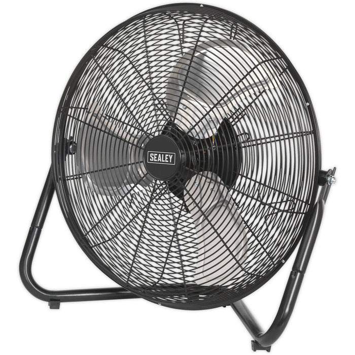 18" Industrial High Velocity Floor Fan - 3 Speed Settings - Tilting Stand - 230V Loops